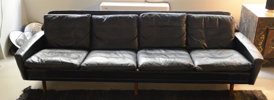 Leather Rosewood Sofa By Hans Olsen 1960s
