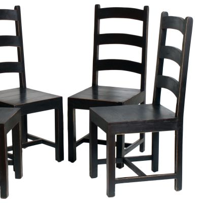 Ebonized Solid Oak Art Deco Dining Chairs 1930s Set Of 4 For