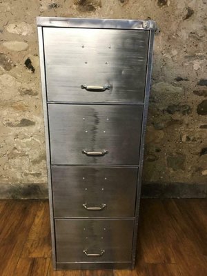 Vintage Industrial Stripped Metal Filing Cabinet 1970s For Sale