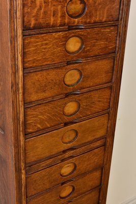 Art Deco Oak Tall Narrow 15 Drawer Filing Cabinet From Amberg