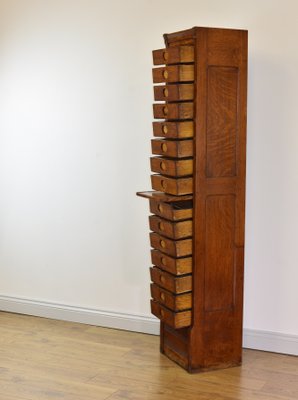 Art Deco Oak Tall Narrow 15 Drawer Filing Cabinet From Amberg