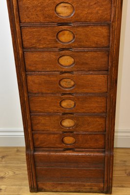 Art Deco Oak Tall Narrow 15 Drawer Filing Cabinet From Amberg