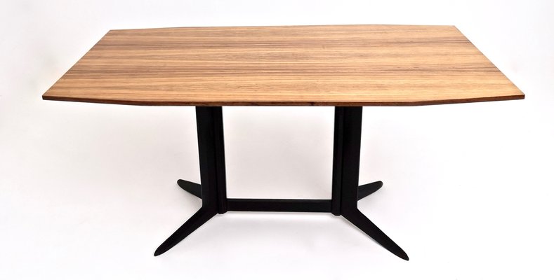 Dining Table With Zebrawood Veneer Top And Ebonized Wood Frame