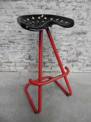 Mid Century French Stool with Tractor Seat, 1970s Mid Century French Stool with Tractor Seat, 1970s