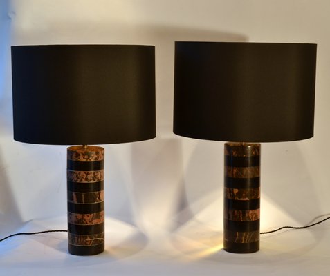 Black Marble Cylinder Table Lamps, Glass Table Lamp With Black Shade