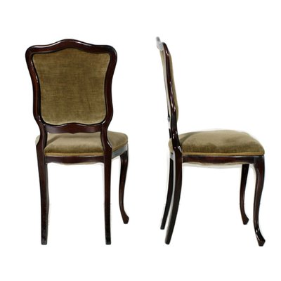 French Art Nouveau Mahogany Velvet, Orleans Velvet Dining Chairs
