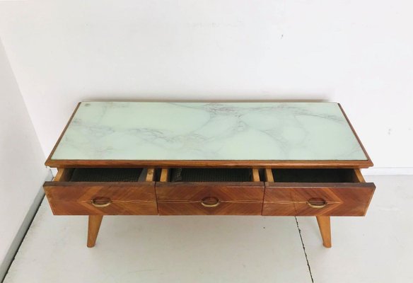 Vintage Wood & Glass Console Table, 1970s for sale at Pamono