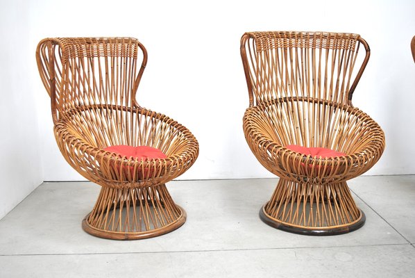 Wicker Chairs By Franco Albini For Vittorio Bonacina 1951 Set Of 4 Wicker Chairs By Franco Albini For Vittorio Bonacina 1951 Set Of 4