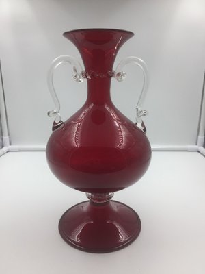 Vintage Glass Vase With Handles By Vittorio Zecchin For Venini For