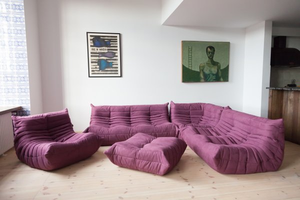 Set Da Salotto Togo Vintage Color Melanzana Di Michel Ducaroy Per Ligne Roset 1979 In Vendita Su Pamono