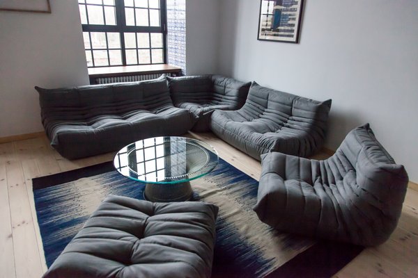 Grey Microfibre Togo Living Room Set By Michel Ducaroy For Ligne Roset 1970s