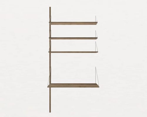 Dunkler Shelf Library Zusatz mit Schreibtisch von Kim Dunkles Regal mit schwarzen Bügeln von Kim Richardt für