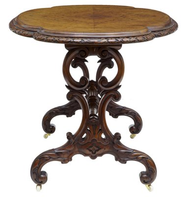 Antique Carved Walnut Oval Side Table