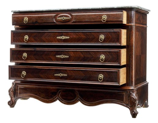 19th Century Large French Rosewood Commode Chest Of Drawers For