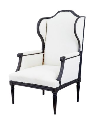 Large 19th Century Painted Wingback Armchair For Sale At Pamono