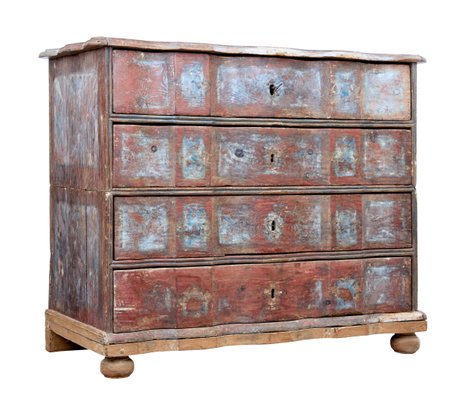 18th Century Danish Pine Painted Chest Of Drawers For Sale At Pamono
