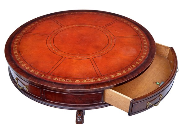 American Imperial Mahogany Drum Table, Imperial Grand Rapids Mahogany End Table