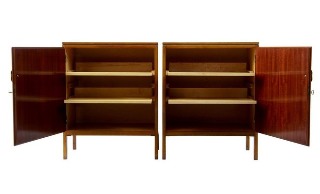 Mid Century Mahogany Cabinets By David Rosen For Nordiska Kompaniet 1950s Set Of 2 For Sale At Pamono
