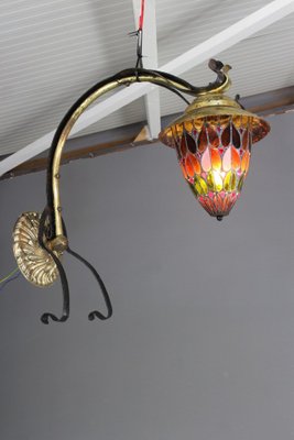 Antike Jugendstil Wandlampe Mit Glasmalerei Bei Pamono Kaufen