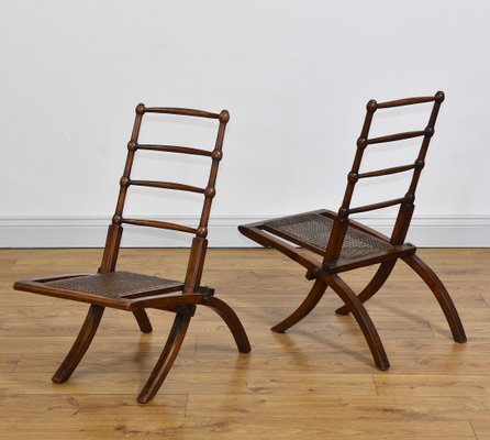 Antique Walnut Folding Side Chairs 1870s Set Of 2 For Sale At Pamono