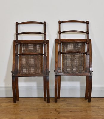 Set of Antique Walnut Folding Side Chairs, 1870s for sale at Pamono
