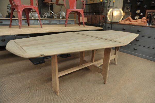 Solid Oak Folding Dining Table By Guillerme Et Chambron For Votre Maison 1950s