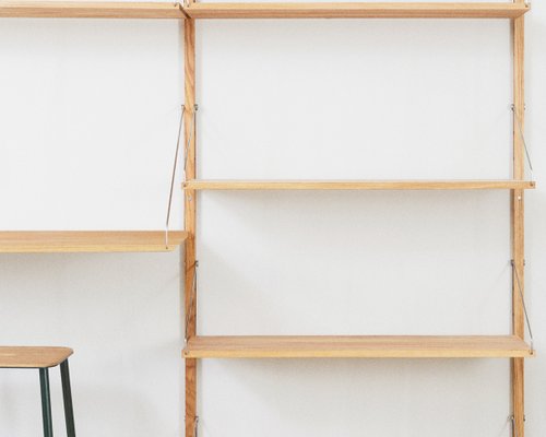 Solid Oak Steel Shelf Library Desk From Frama For Sale At Pamono