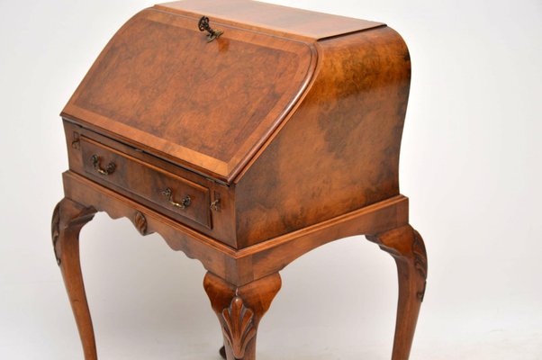 Vintage Burr Walnut Writing Bureau On Legs
