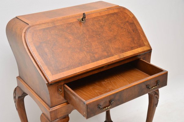 Vintage Burr Walnut Writing Bureau On Legs