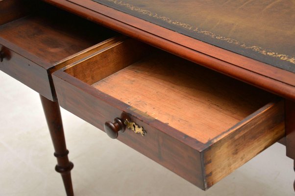 Antique Victorian Mahogany Leather Top Writing Table For Sale At