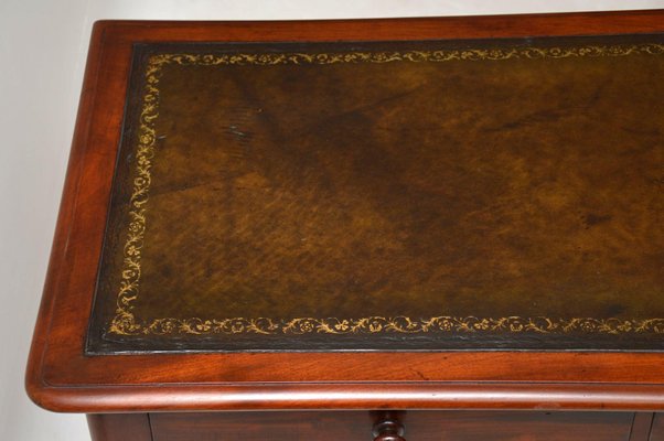 Antique Victorian Mahogany Leather Top Writing Table For Sale At