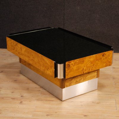 Italian Wood Metal Coffee Table With Mirror Top 1980s Italian Wood Metal Coffee Table With Mirror Top 1980s