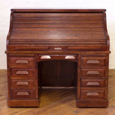 Edwardian Oak Roll Top Desk for sale at Pamono