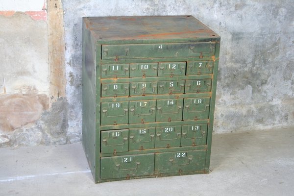Vintage Metal Filing Cabinet With 19 Drawers 1950s Vintage Metal Filing Cabinet With 19 Drawers 1950s 1