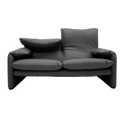 Grey Leather Maralunga Sofa By Vico Magistretti For Cassina 1973 Grey Leather Maralunga Sofa By Vico
