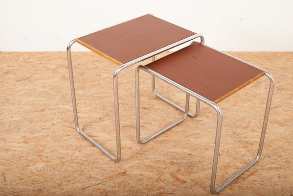 Bauhaus B9 Nesting Tables by Marcel Breuer, Set of 3 for sale at