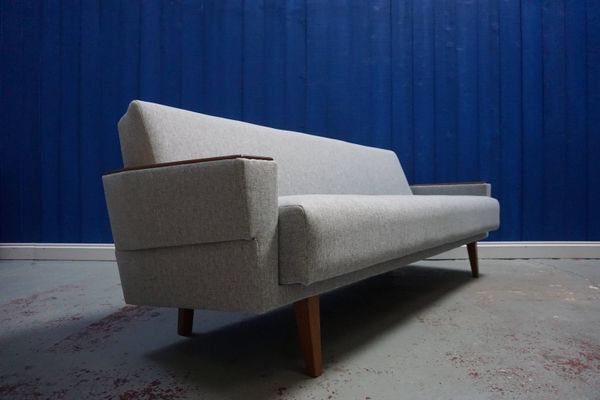 Mid Century Danish Grey Tweed 3 Seater Sofa 1960s Mid Century Danish Grey Tweed 3 Seater Sofa 1960s