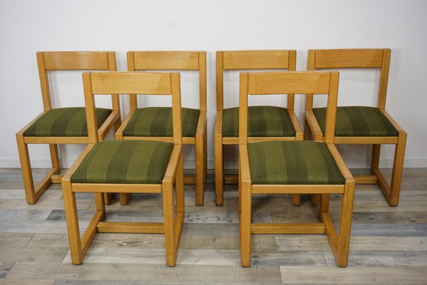 Sillas de comedor vintage de tela y madera, años 80. Juego de 6 en ... Sillas de comedor vintage de tela y madera, años 80. Juego de 6 en ...