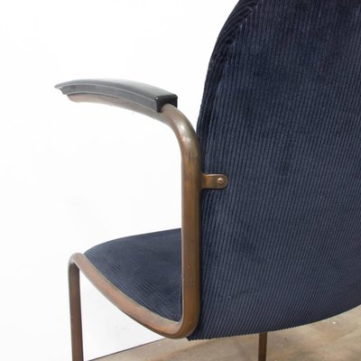 Vintage Copper 413R Side Chair in Blue Corduroy Fabric by Willem H. Gispen for sale at Pamono