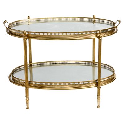 Vintage French Br Oval 2 Tier Side Table With Removable Tray For Vintage French Br Oval 2 Tier Side Table With Removable Tray 1
