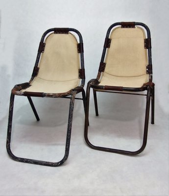 Vintage Canvas Steel Chairs Set Of 2, Vintage Canvas Folding Chair