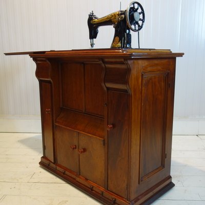 Antique Cabinet With Sewing Machine From Singer 1915 For Sale At Pamono