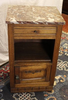 Oak Bedside Cabinet With Marble Top 1920s For Sale At Pamono