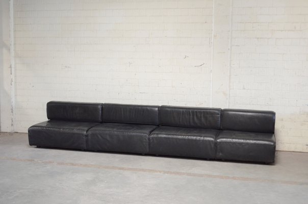 Vintage Modular Leather Sofa Black