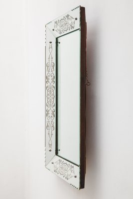 Miroir Art Déco Repeint à La Main - Blanc Crème, Bois, 113x79 Cm