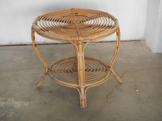 Vintage Italian Rattan Wicker Coffee Table