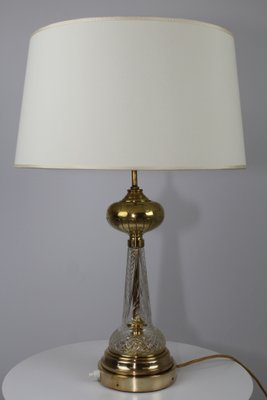 Antik latón-cristal lámpara de mesa 1 quemadores 44 cm de alto 