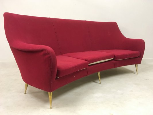 Italian Curved Sofa On Br Legs 1960s