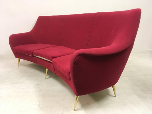 Italian Curved Sofa On Br Legs 1960s For At Pamono Italian Curved Sofa On Br Legs