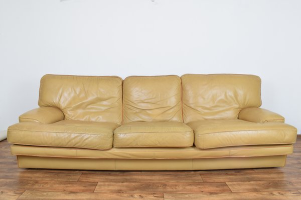 French Leather Three Seater Sofa 1970s